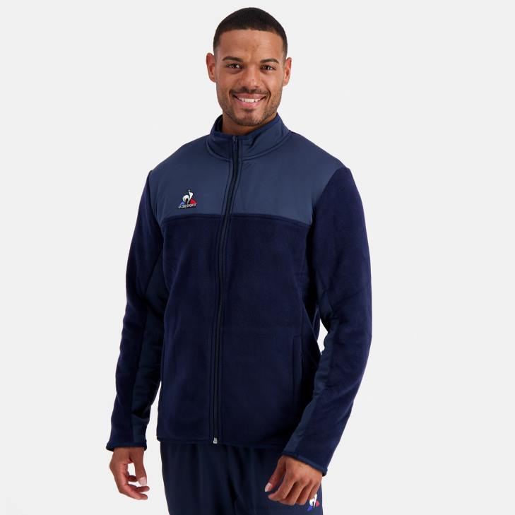kleding LDBJ122 Heren Le Coq Sportif polaire jas blauw