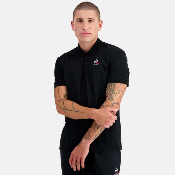 kleding LDBJ127 Heren Le Coq Sportif polo zwart