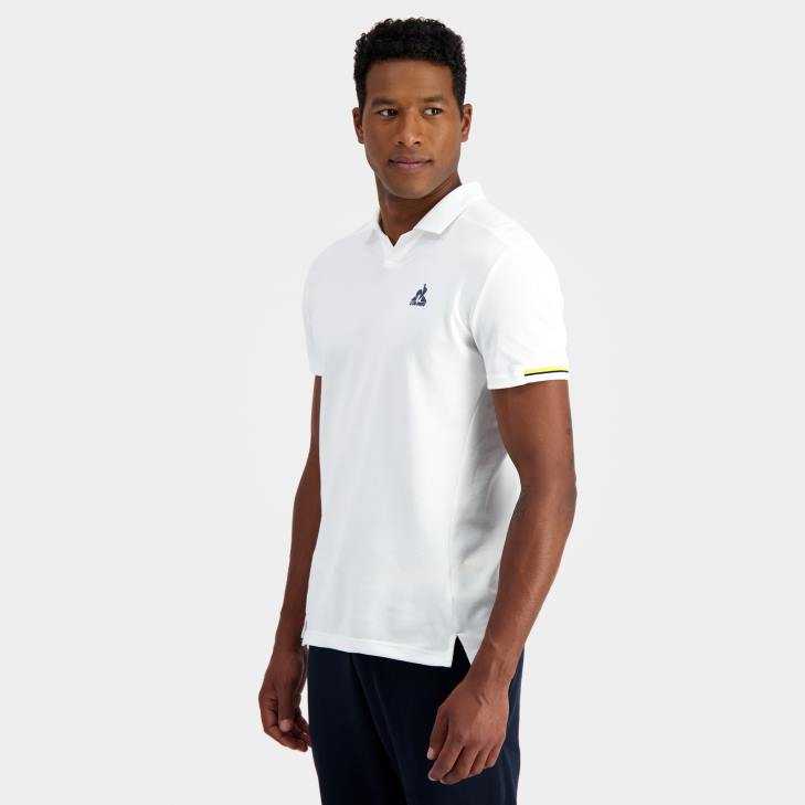 kleding LDBJ134 Heren Le Coq Sportif polo wit