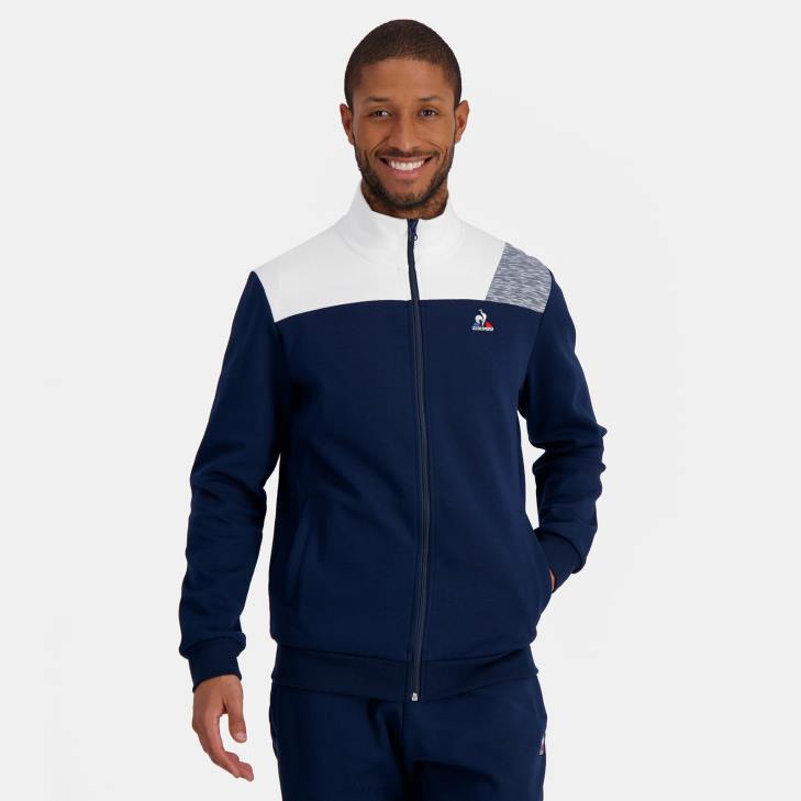 kleding LDBJ23 Heren Le Coq Sportif sweatshirt met rits blauw