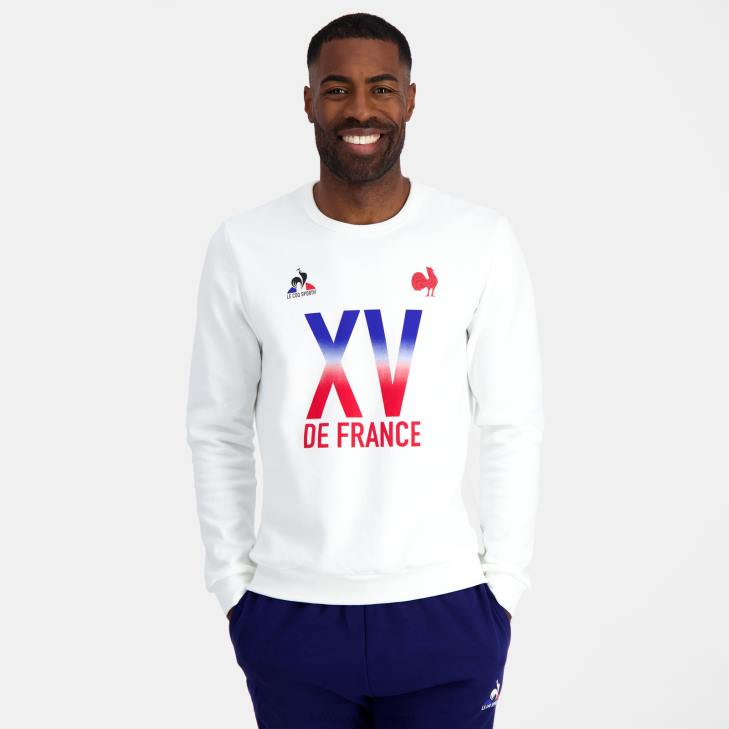 kleding LDBJ26 Heren Le Coq Sportif sweatshirt - xv de france wit