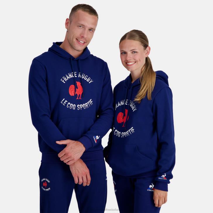 kleding LDBJ27 Heren Le Coq Sportif sweatshirt met capuchon - frankrijk rugby blauw