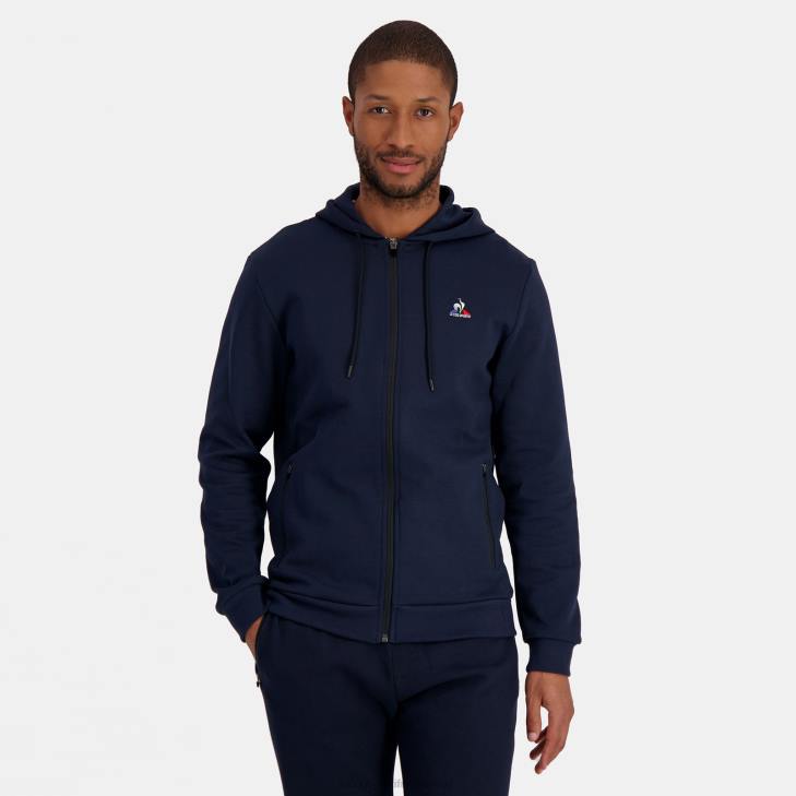 kleding LDBJ47 Heren Le Coq Sportif sweatshirt met capuchon en ritssluiting blauw