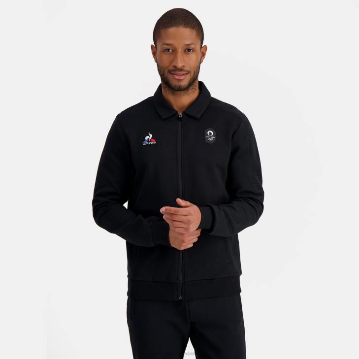 kleding LDBJ489 Heren Le Coq Sportif sweatshirt met ritssluiting zwart