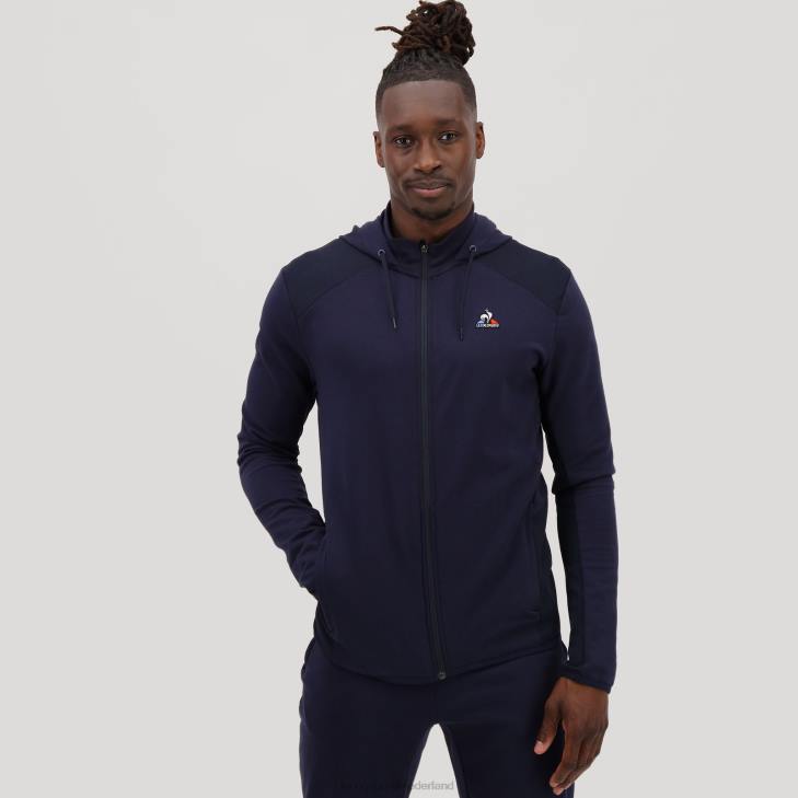 kleding LDBJ490 Heren Le Coq Sportif sweatshirt met capuchon en ritssluiting blauw