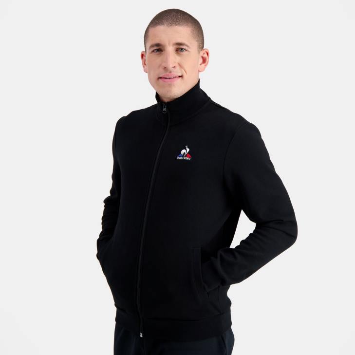 kleding LDBJ58 Heren Le Coq Sportif sweatshirt met ritssluiting zwart