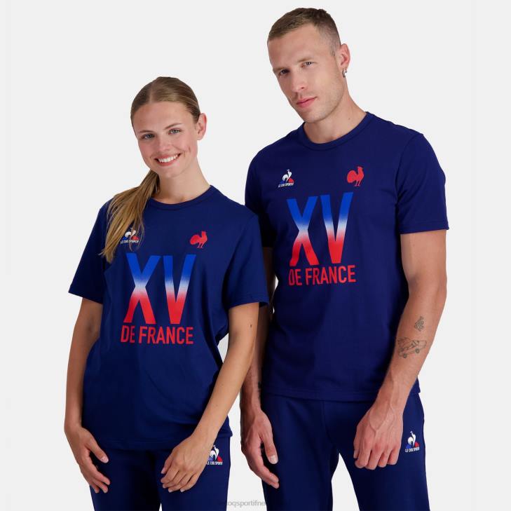 kleding LDBJ141 Heren Le Coq Sportif t-shirt - xv de frankrijk blauw