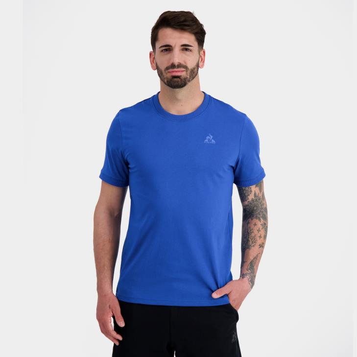 kleding LDBJ144 Heren Le Coq Sportif mode t-shirt blauw