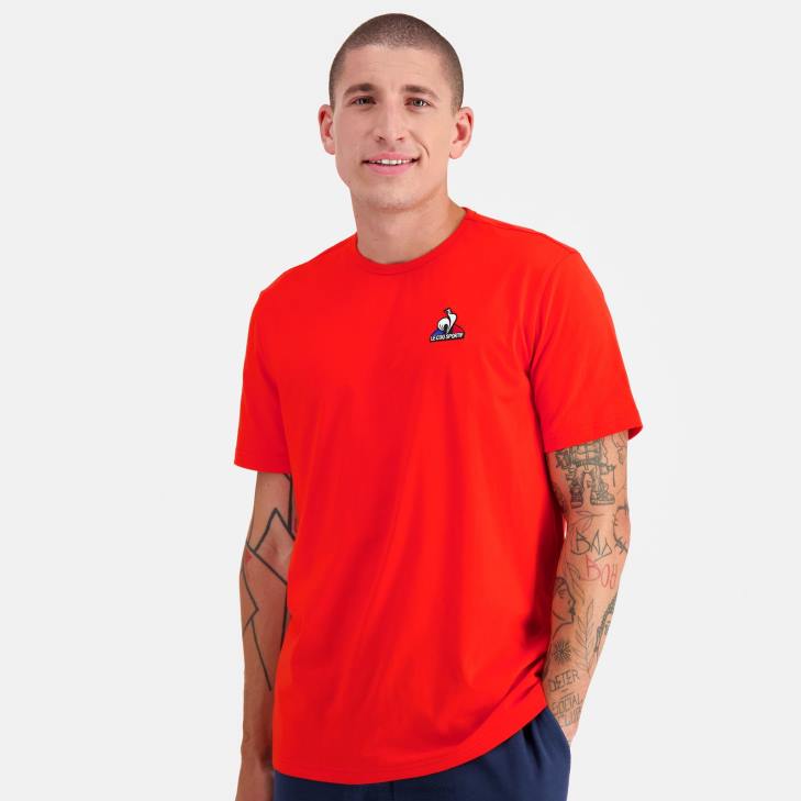 kleding LDBJ171 Heren Le Coq Sportif mode t-shirt rood