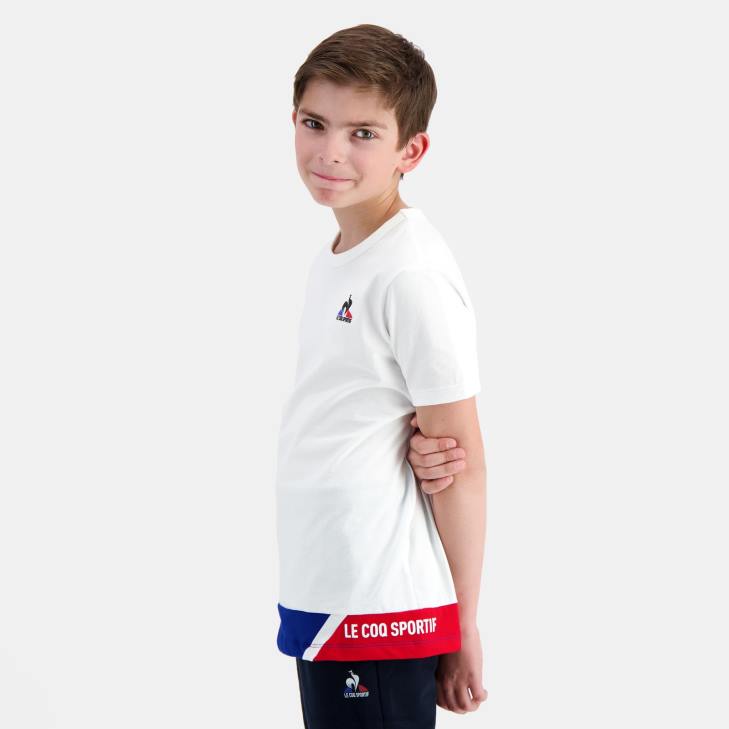 kleding LDBJ383 kinderen Le Coq Sportif t-shirtje wit
