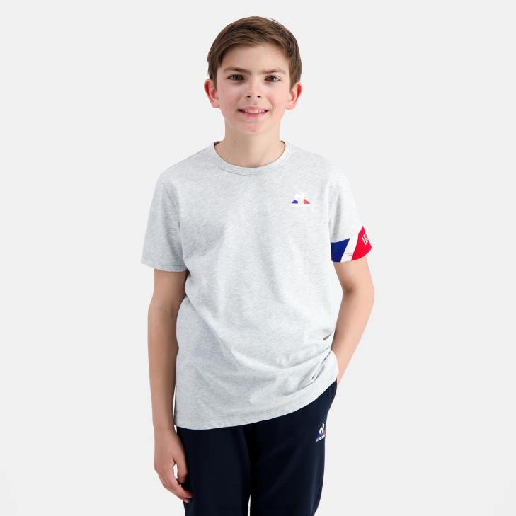 kleding LDBJ384 kinderen Le Coq Sportif t-shirt grijs