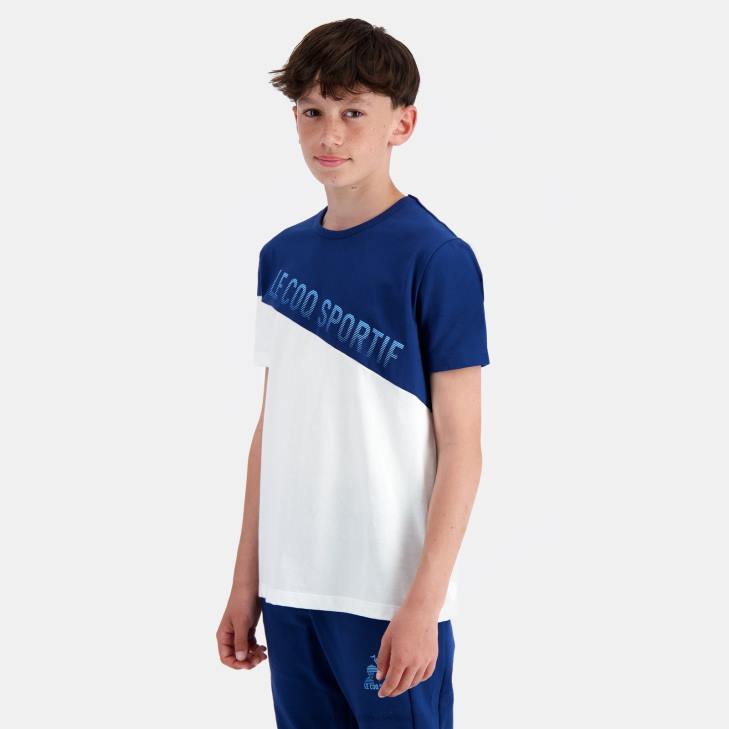 kleding LDBJ387 kinderen Le Coq Sportif t-shirtje wit