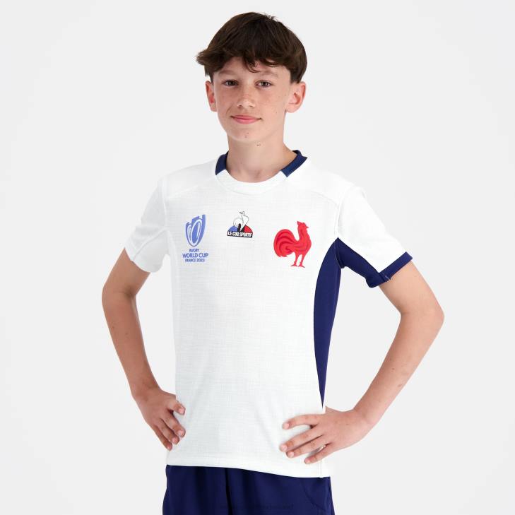kleding LDBJ695 kinderen Le Coq Sportif replica jersey xv de frankrijk - rugby wereldbeker 2023 wit