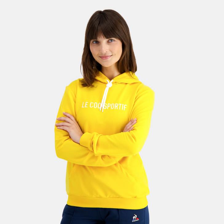 kleding LDBJ598 vrouwen Le Coq Sportif sweatshirt met capuchon geel