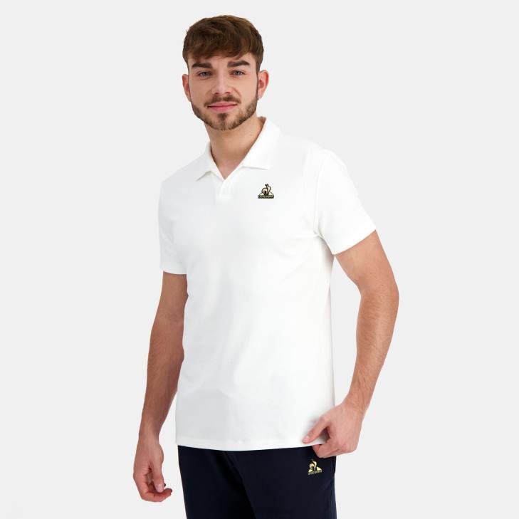 kleding LDBJ128 Heren Le Coq Sportif katoenen polo wit