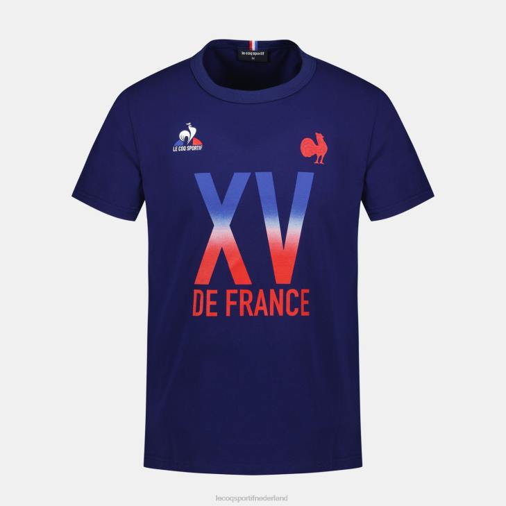 kleding LDBJ141 Heren Le Coq Sportif t-shirt - xv de frankrijk blauw