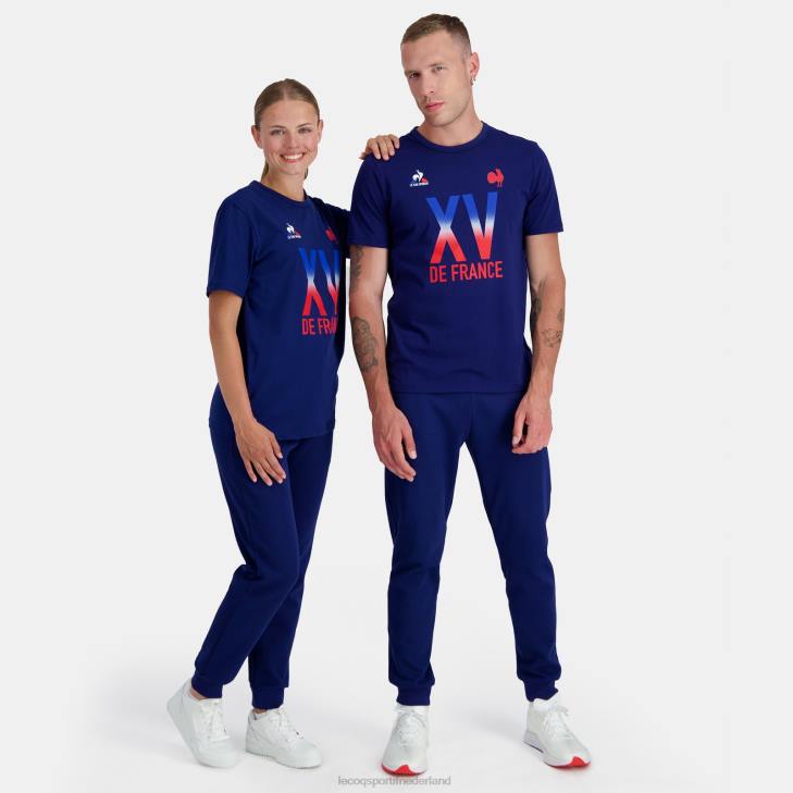 kleding LDBJ141 Heren Le Coq Sportif t-shirt - xv de frankrijk blauw