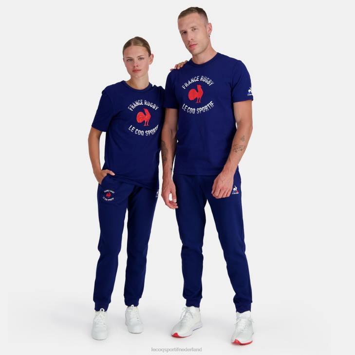 kleding LDBJ172 Heren Le Coq Sportif t-shirt - frankrijk rugby blauw