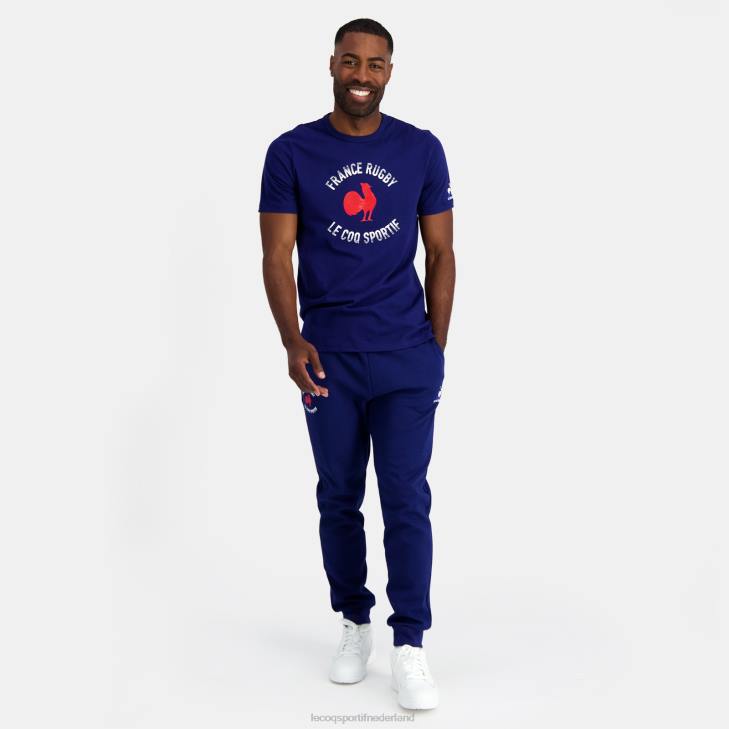 kleding LDBJ172 Heren Le Coq Sportif t-shirt - frankrijk rugby blauw