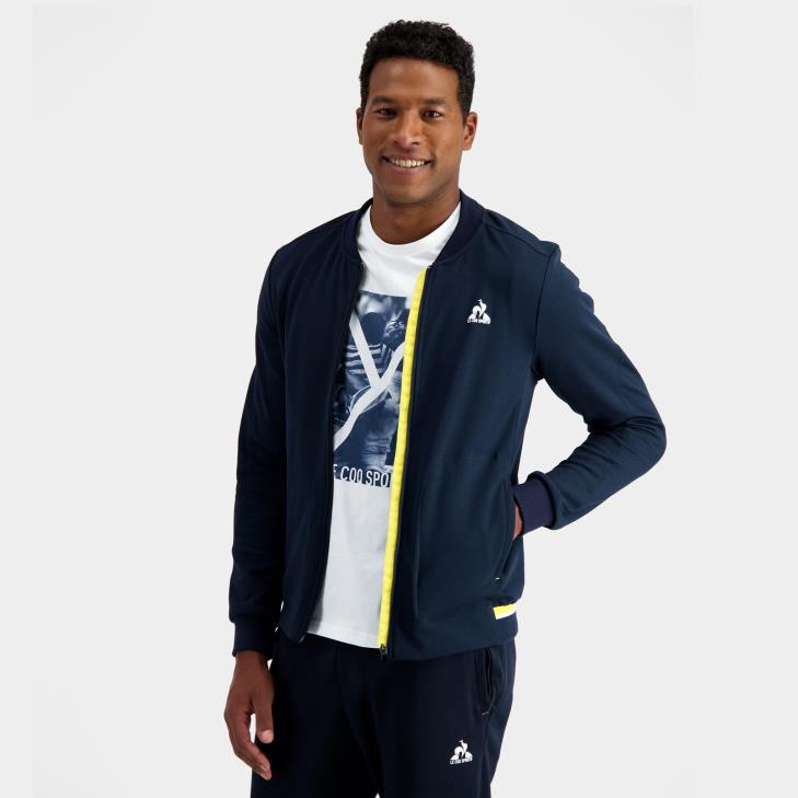 kleding LDBJ19 Heren Le Coq Sportif sweatshirt met rits blauw