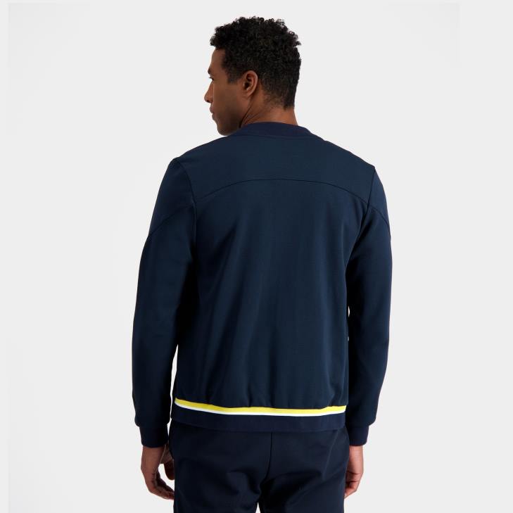 kleding LDBJ19 Heren Le Coq Sportif sweatshirt met rits blauw