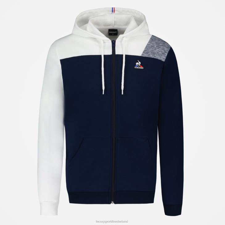 kleding LDBJ22 Heren Le Coq Sportif sweatshirt met capuchon en ritssluiting blauw