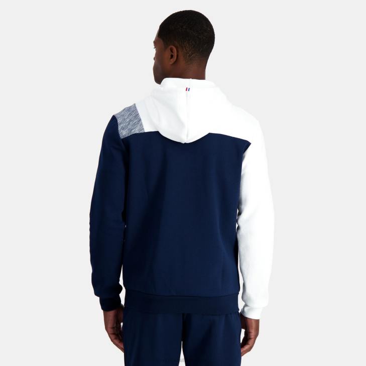 kleding LDBJ22 Heren Le Coq Sportif sweatshirt met capuchon en ritssluiting blauw