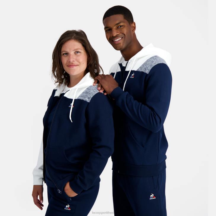 kleding LDBJ22 Heren Le Coq Sportif sweatshirt met capuchon en ritssluiting blauw
