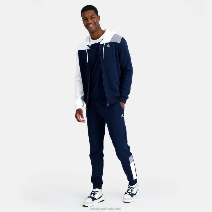 kleding LDBJ22 Heren Le Coq Sportif sweatshirt met capuchon en ritssluiting blauw
