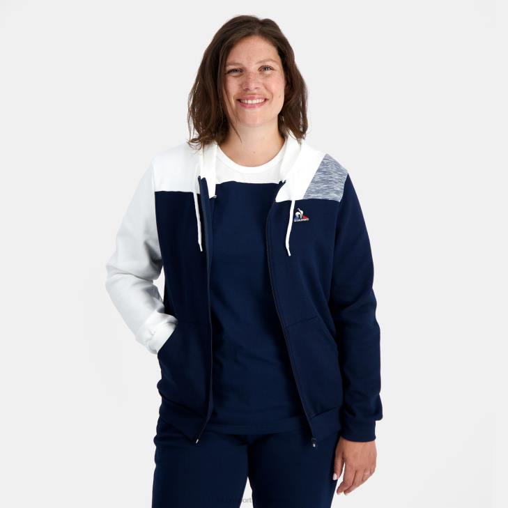 kleding LDBJ22 Heren Le Coq Sportif sweatshirt met capuchon en ritssluiting blauw