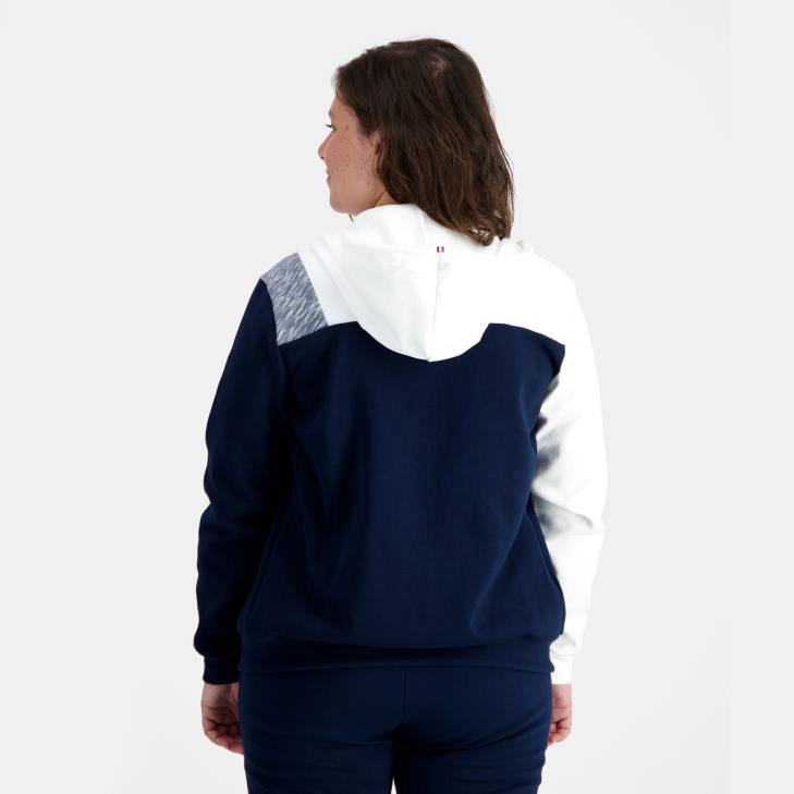kleding LDBJ22 Heren Le Coq Sportif sweatshirt met capuchon en ritssluiting blauw