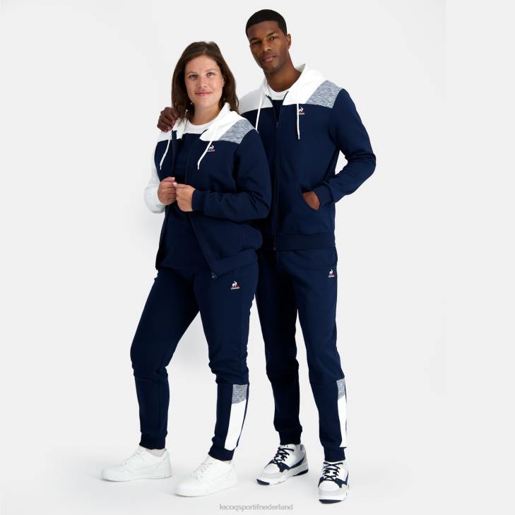 kleding LDBJ22 Heren Le Coq Sportif sweatshirt met capuchon en ritssluiting blauw