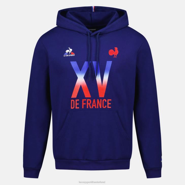 kleding LDBJ25 Heren Le Coq Sportif sweatshirt met capuchon - xv de france blauw