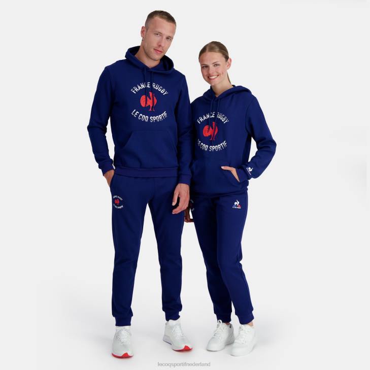 kleding LDBJ27 Heren Le Coq Sportif sweatshirt met capuchon - frankrijk rugby blauw