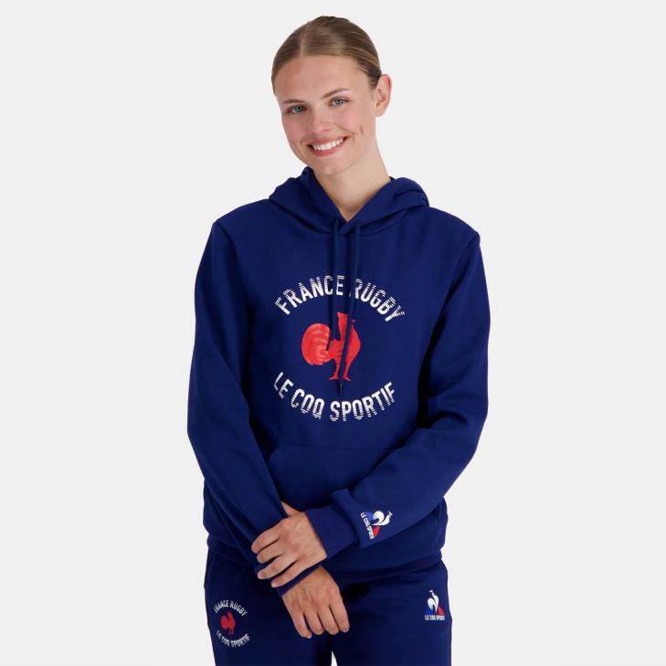 kleding LDBJ27 Heren Le Coq Sportif sweatshirt met capuchon - frankrijk rugby blauw