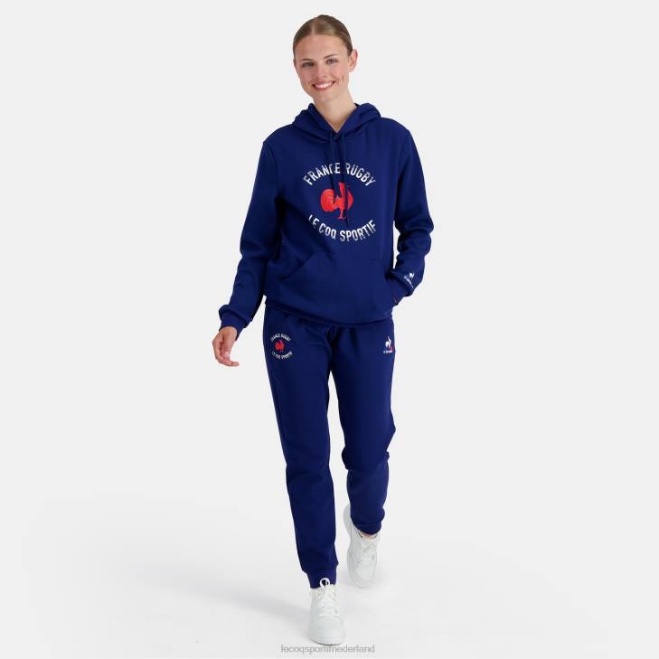 kleding LDBJ27 Heren Le Coq Sportif sweatshirt met capuchon - frankrijk rugby blauw