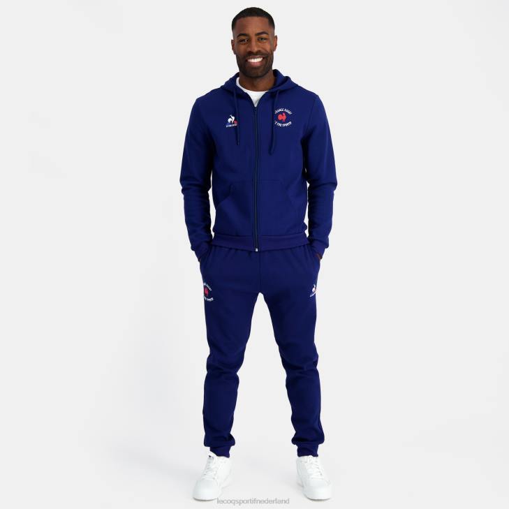 kleding LDBJ28 Heren Le Coq Sportif sweatshirt met capuchon en ritssluiting - france rugby blauw