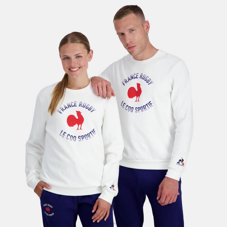 kleding LDBJ3 Heren Le Coq Sportif sweatshirt - frankrijk rugby wit