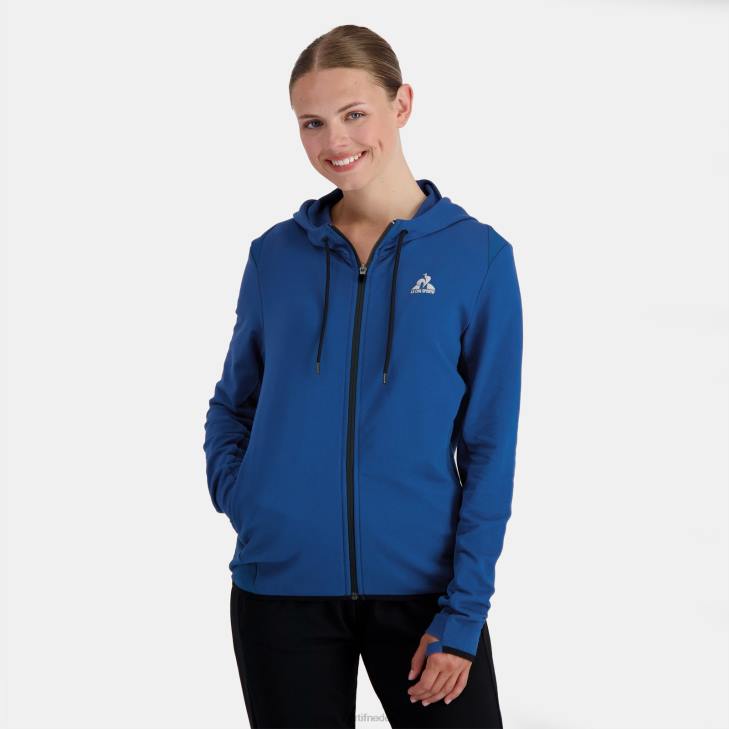 kleding LDBJ315 vrouwen Le Coq Sportif sweatshirt met capuchon en ritssluiting blauw