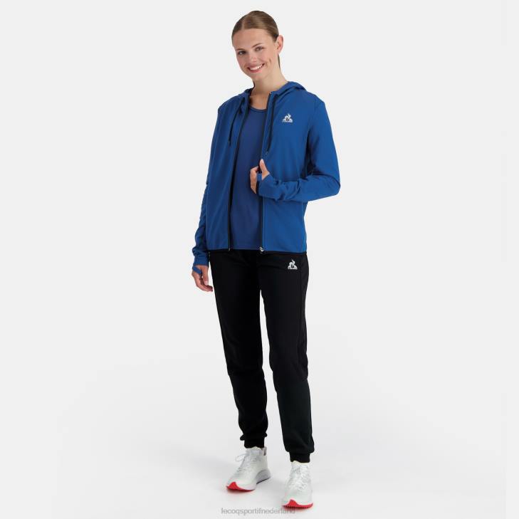 kleding LDBJ315 vrouwen Le Coq Sportif sweatshirt met capuchon en ritssluiting blauw