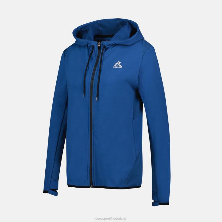 kleding LDBJ315 vrouwen Le Coq Sportif sweatshirt met capuchon en ritssluiting blauw