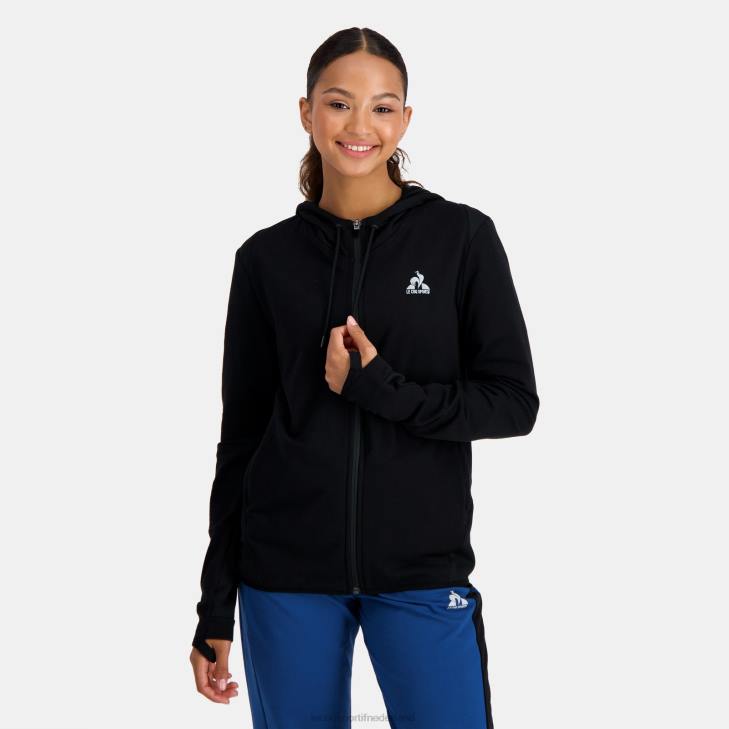 kleding LDBJ316 vrouwen Le Coq Sportif sweatshirt met capuchon en ritssluiting zwart