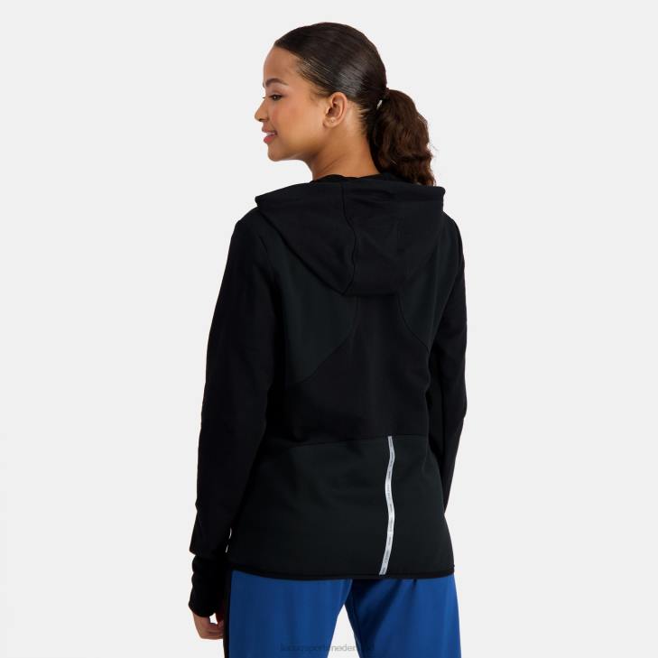 kleding LDBJ316 vrouwen Le Coq Sportif sweatshirt met capuchon en ritssluiting zwart
