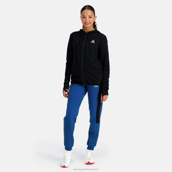 kleding LDBJ316 vrouwen Le Coq Sportif sweatshirt met capuchon en ritssluiting zwart