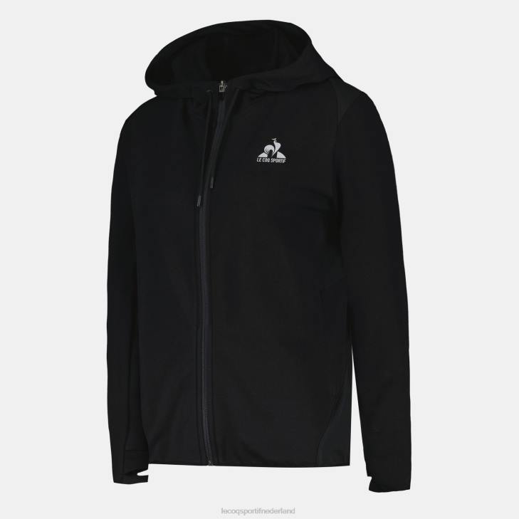 kleding LDBJ316 vrouwen Le Coq Sportif sweatshirt met capuchon en ritssluiting zwart