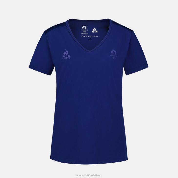 kleding LDBJ342 vrouwen Le Coq Sportif t-shirtje blauw