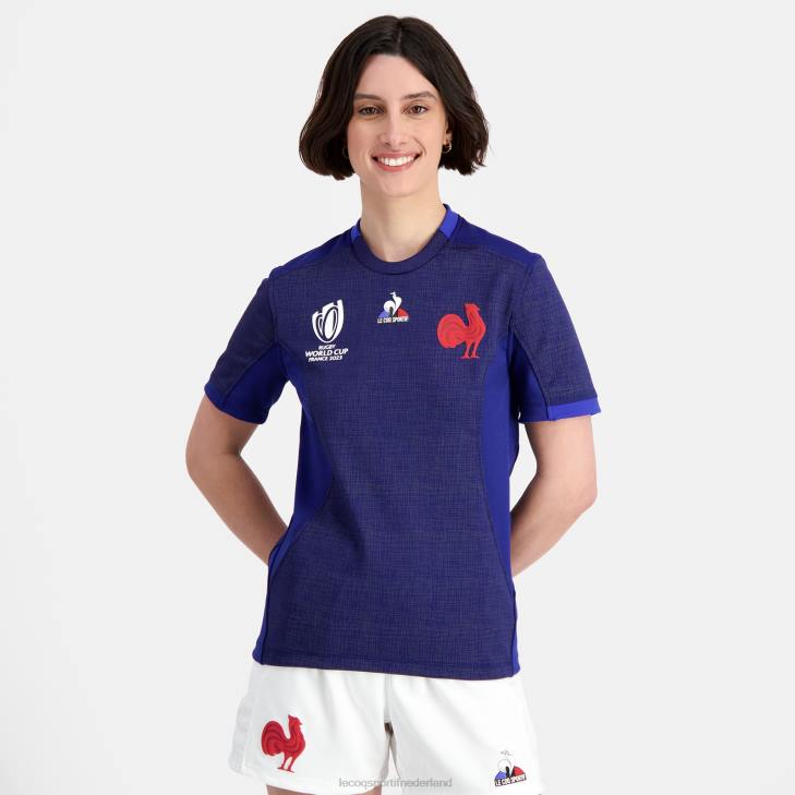 kleding LDBJ349 vrouwen Le Coq Sportif replica jersey xv de france - rugby wereldbeker 2023 blauw