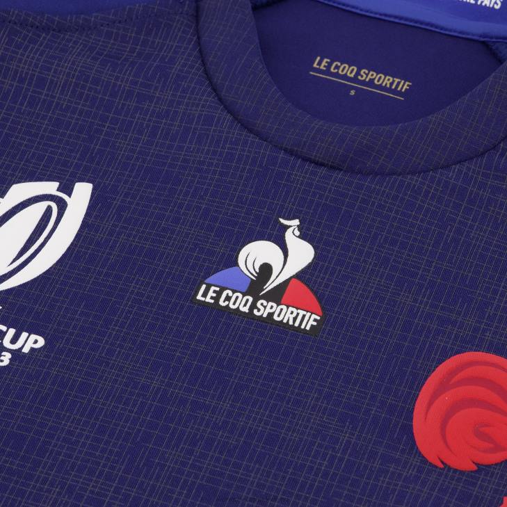 kleding LDBJ349 vrouwen Le Coq Sportif replica jersey xv de france - rugby wereldbeker 2023 blauw