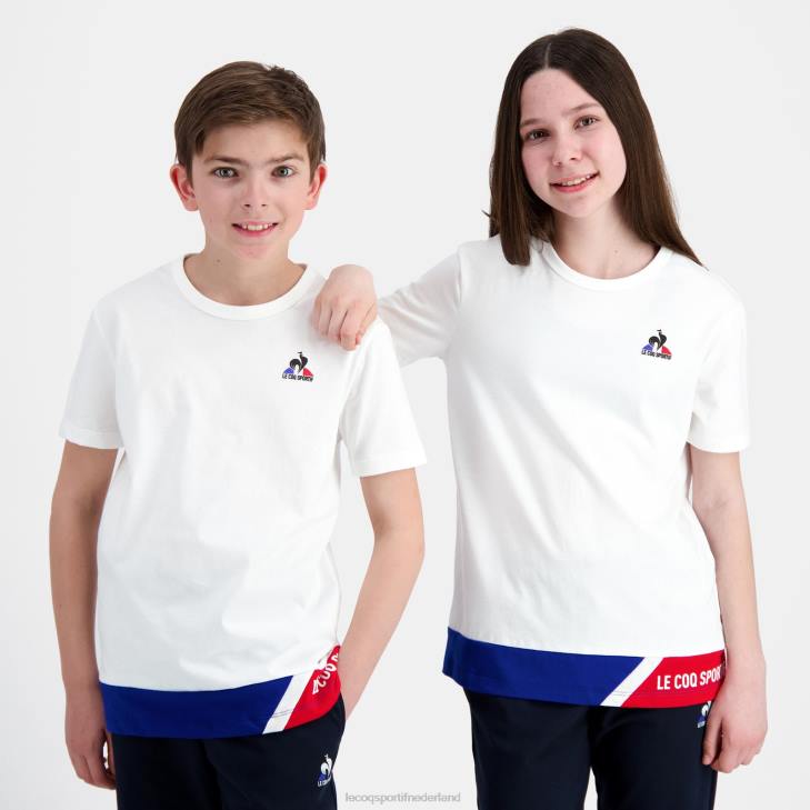 kleding LDBJ383 kinderen Le Coq Sportif t-shirtje wit