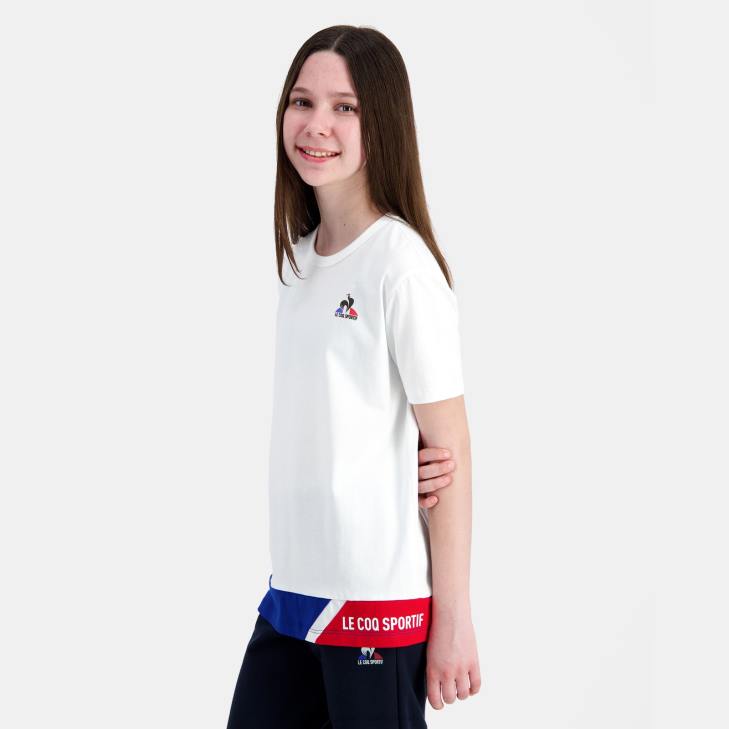 kleding LDBJ383 kinderen Le Coq Sportif t-shirtje wit